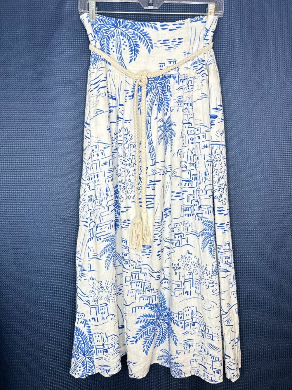 Calypso St. Barth Linen Toile Island Maxi Skirt Size Medium Resort Coastal Flowy